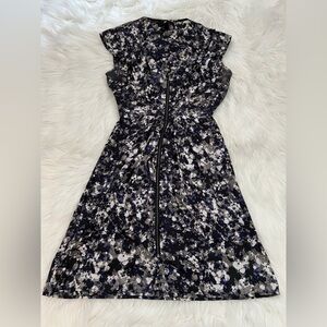 H&M Black and Blue Flutter Sleeve A-Line Dress